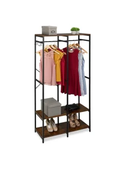 relaxdays Garderoben<Garderobe in Schwarz/ Braun - (B)94,5 x (H)180 x (T)40 cm