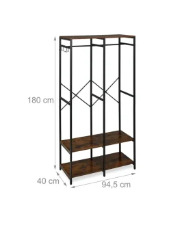 relaxdays Garderoben<Garderobe in Schwarz/ Braun - (B)94,5 x (H)180 x (T)40 cm