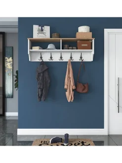 Evila Garderoben<Garderobe in Weiß/ Hellbraun - (B)120 x (H)37,2 x (T)22,2 cm