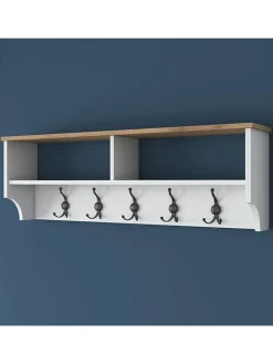 Evila Garderoben<Garderobe in Weiß/ Hellbraun - (B)120 x (H)37,2 x (T)22,2 cm
