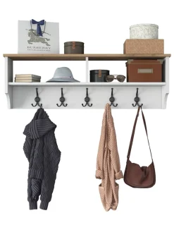 Evila Garderoben<Garderobe in Weiß/ Hellbraun - (B)120 x (H)37,2 x (T)22,2 cm