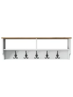 Evila Garderoben<Garderobe in Weiß/ Hellbraun - (B)120 x (H)37,2 x (T)22,2 cm