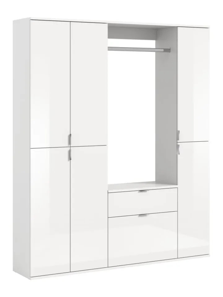 xonox.home Möbel-Sets<Garderobenkombination (B/H/T: 152x193x34 cm) in weiß und weiß Hochglanz
