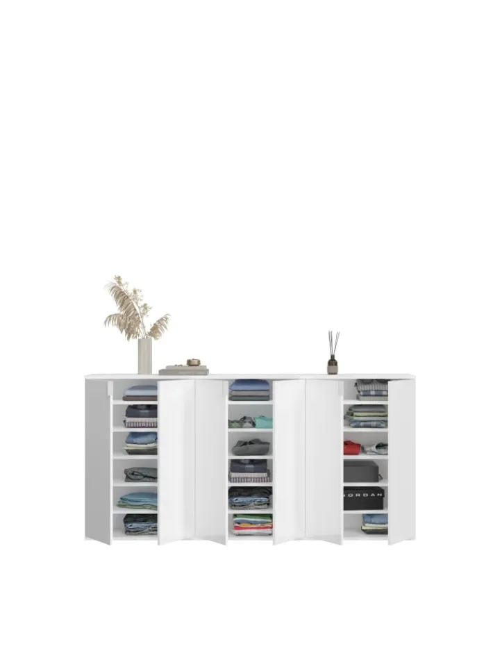 xonox.home Möbel-Sets<Garderobenkombination (B/H/T: 183x99x34 cm) in weiß und weiß Hochglanz