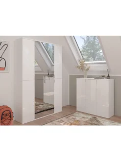 xonox.home Möbel-Sets<Garderobenkombination (B/H/T: 183x99x34 cm) in weiß und weiß Hochglanz