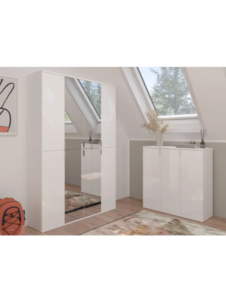xonox.home Möbel-Sets<Garderobenkombination (B/H/T: 183x99x34 cm) in weiß und weiß Hochglanz