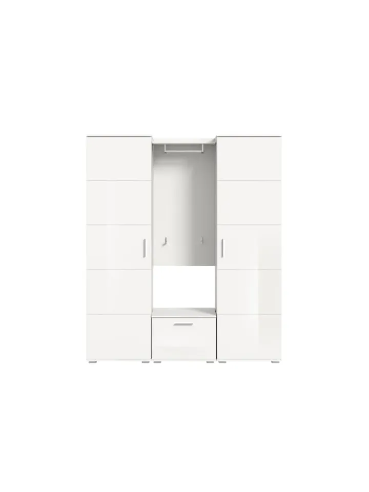 xonox.home Möbel-Sets<Garderobenkombination (B/H/T: 165x191x37 cm) in weiß und weiß Hochglanz