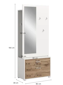 xonox.home Möbel-Sets<Garderobenkombination (B/H/T: 80x190x38 cm) in Nox Oak Nachbildung