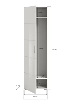 xonox.home Möbel-Sets<Garderobenkombination (B/H/T: 140x191x37 cm) in weiß und weiß Hochglanz