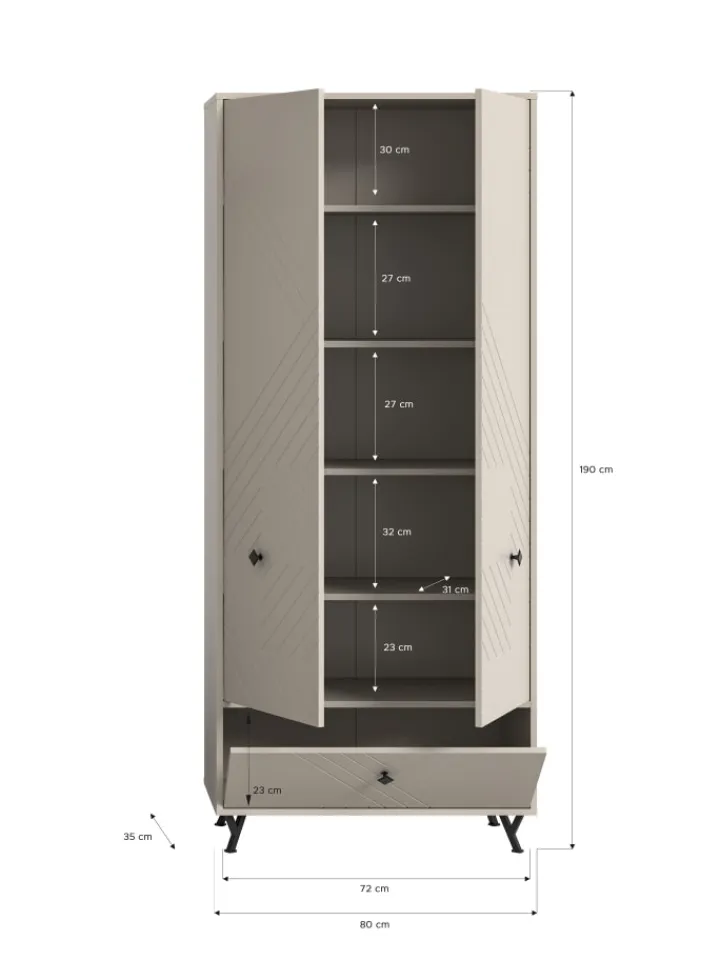 xonox.home Garderoben<Garderobenschrank (B/H/T: 80x190x35 cm) in sandbeige