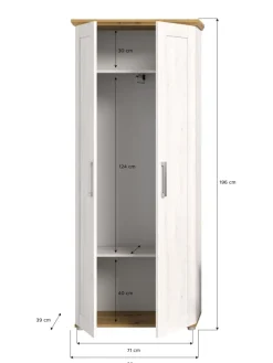 xonox.home Garderoben<Garderobenschrank (B/H/T: 80x196x39 cm) in Sibiu Lärche Nachbildung