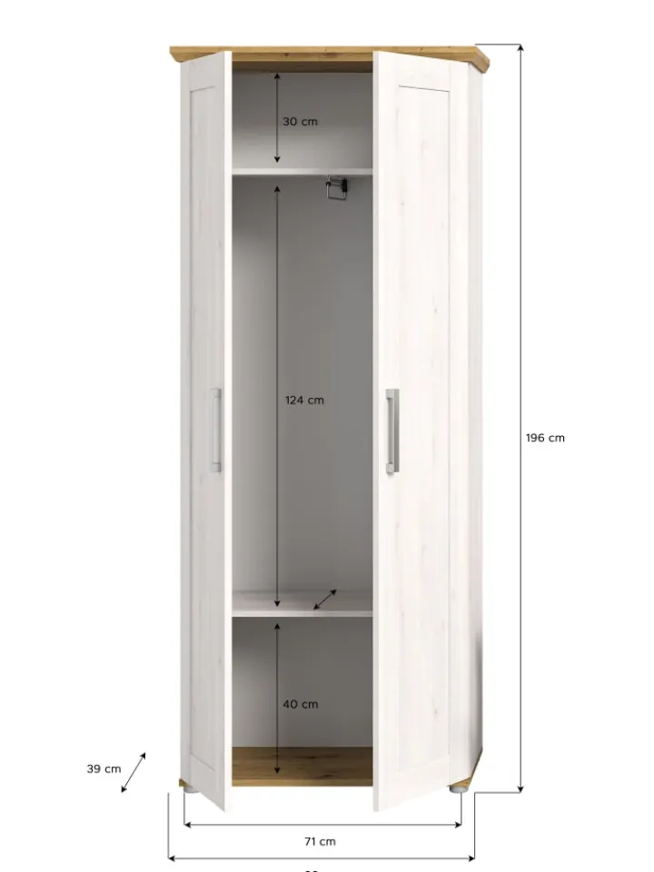 xonox.home Garderoben<Garderobenschrank (B/H/T: 80x196x39 cm) in Sibiu Lärche Nachbildung