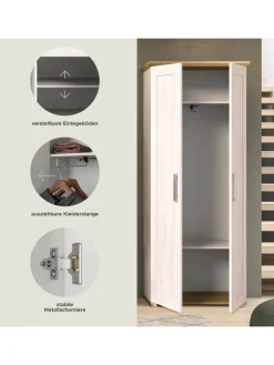 xonox.home Garderoben<Garderobenschrank (B/H/T: 80x196x39 cm) in Sibiu Lärche Nachbildung