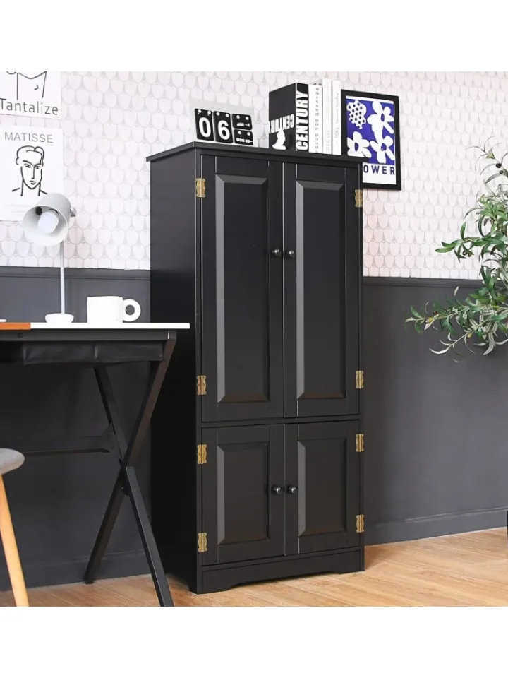 COSTWAY Regale & Schränke<Garderobenschrank in Schwarz