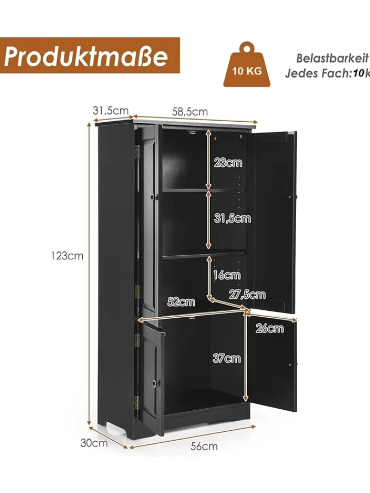 COSTWAY Regale & Schränke<Garderobenschrank in Schwarz