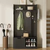 ABRIHOME Garderoben<Garderobenset mit Sitzbank in Schwarz - 100×185.5×40 cm