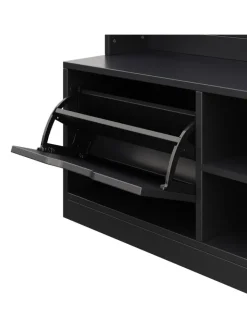 ABRIHOME Garderoben<Garderobenset mit Sitzbank in Schwarz - 100×185.5×40 cm