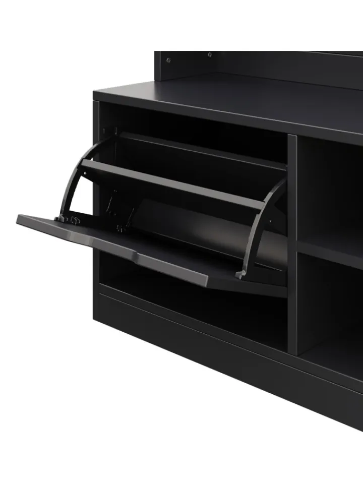 ABRIHOME Garderoben<Garderobenset mit Sitzbank in Schwarz - 100×185.5×40 cm