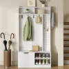 ABRIHOME Garderoben<Garderobenset mit Sitzbank in Weiß - 100×185.5×40 cm