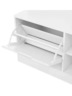 ABRIHOME Garderoben<Garderobenset mit Sitzbank in Weiß - 100×185.5×40 cm