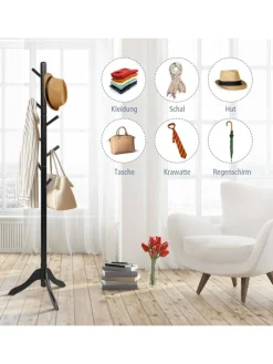 COSTWAY Wäschekörbe & -Ständer<Garderobenständer 175cm in Schwarz