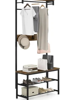 COSTWAY Garderoben<Garderobenständer 5-in-1 80 × 32 × 169 cm in Braun