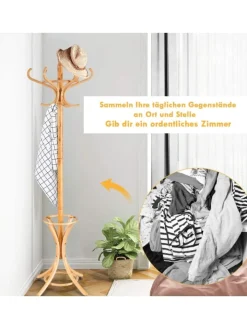COSTWAY Wäschekörbe & -Ständer<Garderobenständer in Hellbraun