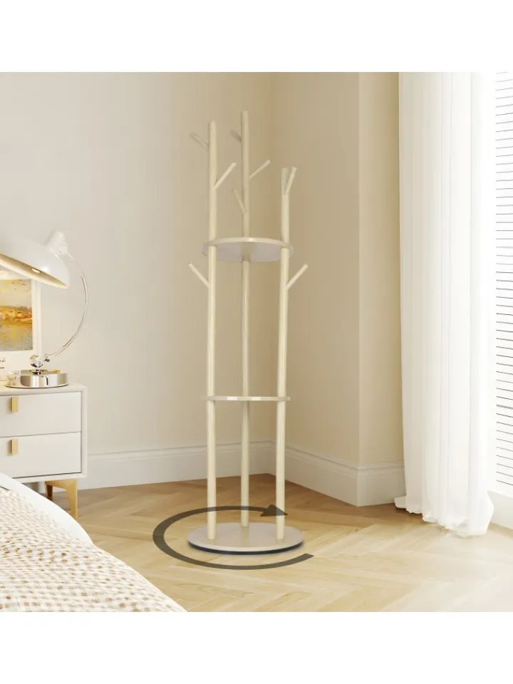 relaxdays Garderoben<Garderobenständer in Natur – (H)165 x Ø 40 cm