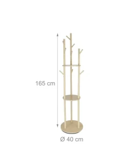relaxdays Garderoben<Garderobenständer in Natur – (H)165 x Ø 40 cm