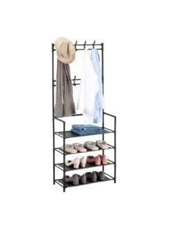 relaxdays Garderoben<Garderobenständer in Schwarz - (B)59,5 x (H)150,5 x (T)25 cm