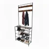 relaxdays Garderoben<Garderobenständer in Schwarz/ Dunkelbraun - (B)80 x (H)190 x (T)30 cm