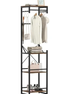 COSTWAY Garderoben<Garderobenständer Metall 40 x 30 x 162 cm in Braun