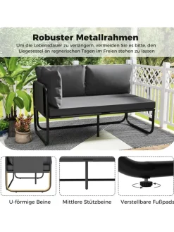 COSTWAY Gartenmöbel<Garten Lounge Sofa 2-Sitzer in Grau