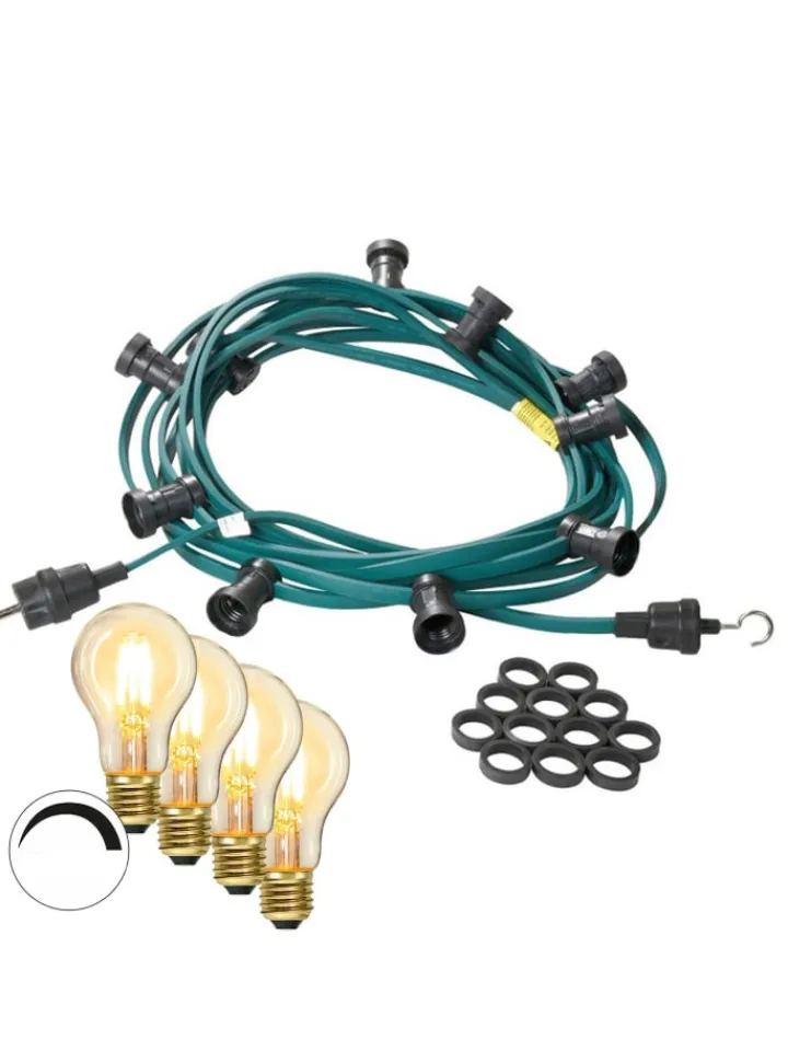 SATISFIRE Lichterketten & Dekobeleuchtung<Garten Party Lichterkette Illu 10x dimmbare Glühbirne 5m grün