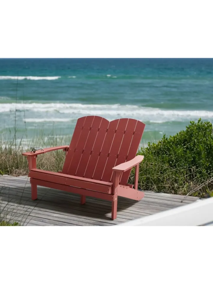 Beliani Gartenmöbel<Gartenbank ADIRONDACK in Rot - (W) 125 x (H) 91 x (L) 73 cm