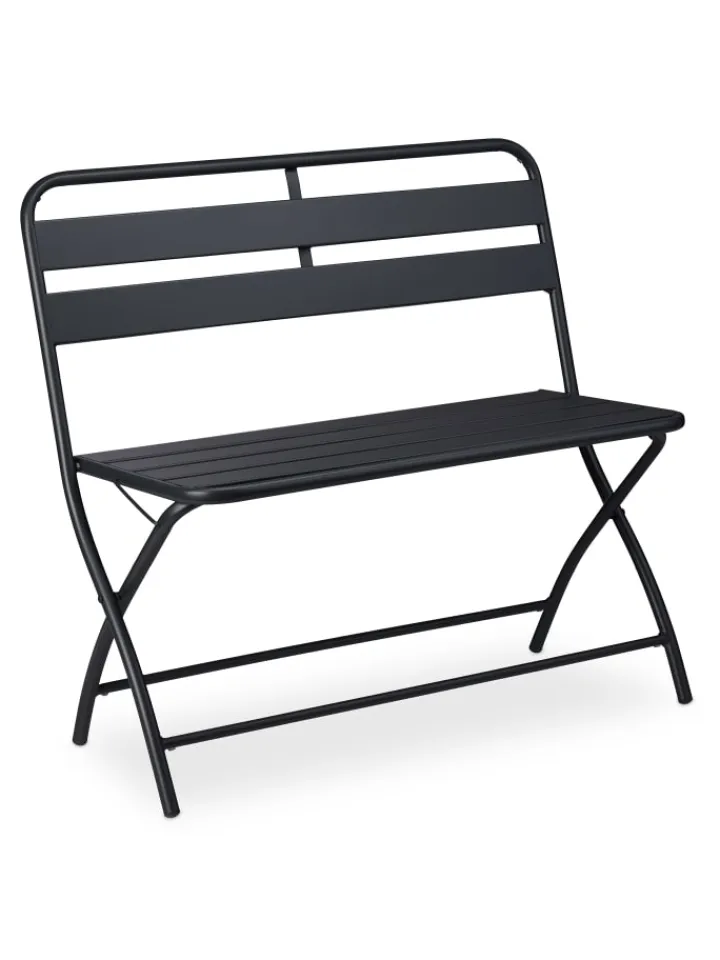 relaxdays Gartenmöbel<Gartenbank in Anthrazit - (B)90 x (H)83,5 x (T)49 cm