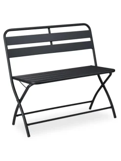 relaxdays Gartenmöbel<Gartenbank in Anthrazit - (B)90 x (H)83,5 x (T)49 cm