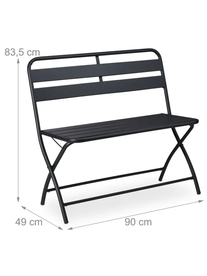 relaxdays Gartenmöbel<Gartenbank in Anthrazit - (B)90 x (H)83,5 x (T)49 cm