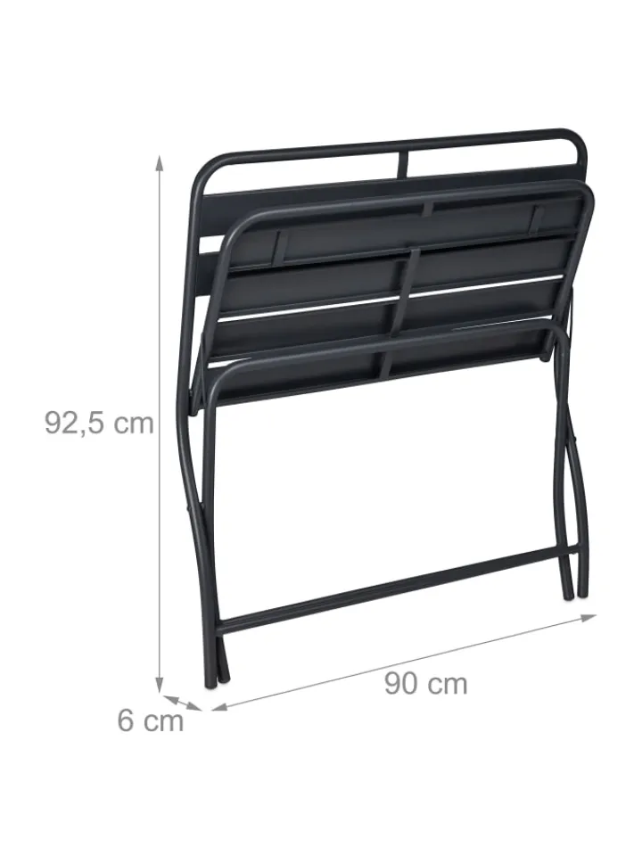 relaxdays Gartenmöbel<Gartenbank in Anthrazit - (B)90 x (H)83,5 x (T)49 cm