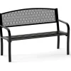 COSTWAY Gartenmöbel<Gartenbank Metall 128 x 60 x 86 cm in Schwarz