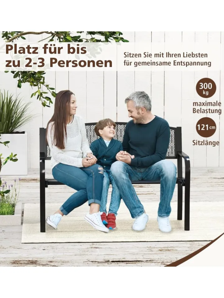 COSTWAY Gartenmöbel<Gartenbank Metall 128 x 60 x 86 cm in Schwarz