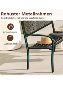 COSTWAY Gartenmöbel<Gartenbank Metall 128 x 60 x 86 cm in Schwarz