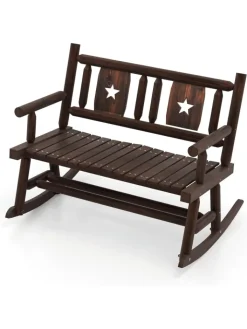 COSTWAY Gartenmöbel<Gartenbank Schaukelbank 111x85x89cm in Braun
