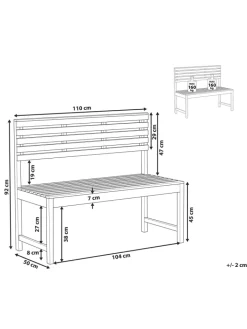 Beliani Gartenmöbel<Gartenbank TREIA in Braun - (W) 110 x (H) 92 x (L) 40 cm