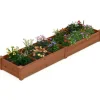 COSTWAY Pflanzen & Zubehör<Gartenbeet mit 2 Pflanzkästen 228x62x25cm in Braun