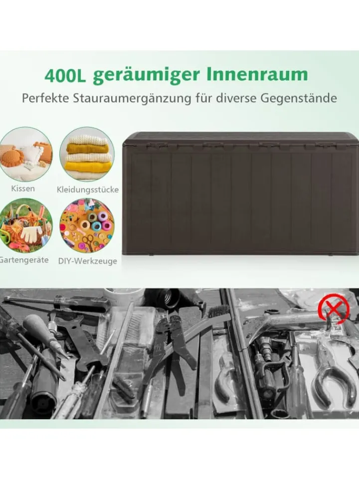 COSTWAY Gartendekoration<Gartenbox 400 L in Braun