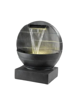 MARELIDA Gartendekoration<Gartenbrunnen mit Wasserfall und LED Beleuchtung H: 59cm in anthrazit