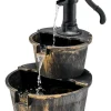 COSTWAY Gartendekoration<Gartenbrunnen mit Wasserpumpe in Bronze