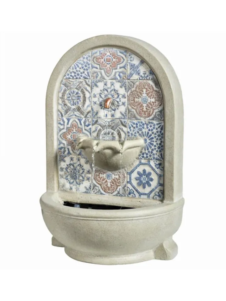 MARELIDA Gartendekoration<Gartenbrunnen Wand- und Standbrunnen H: 54cm in natur, blau