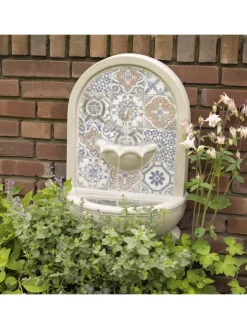 MARELIDA Gartendekoration<Gartenbrunnen Wand- und Standbrunnen H: 54cm in natur, blau